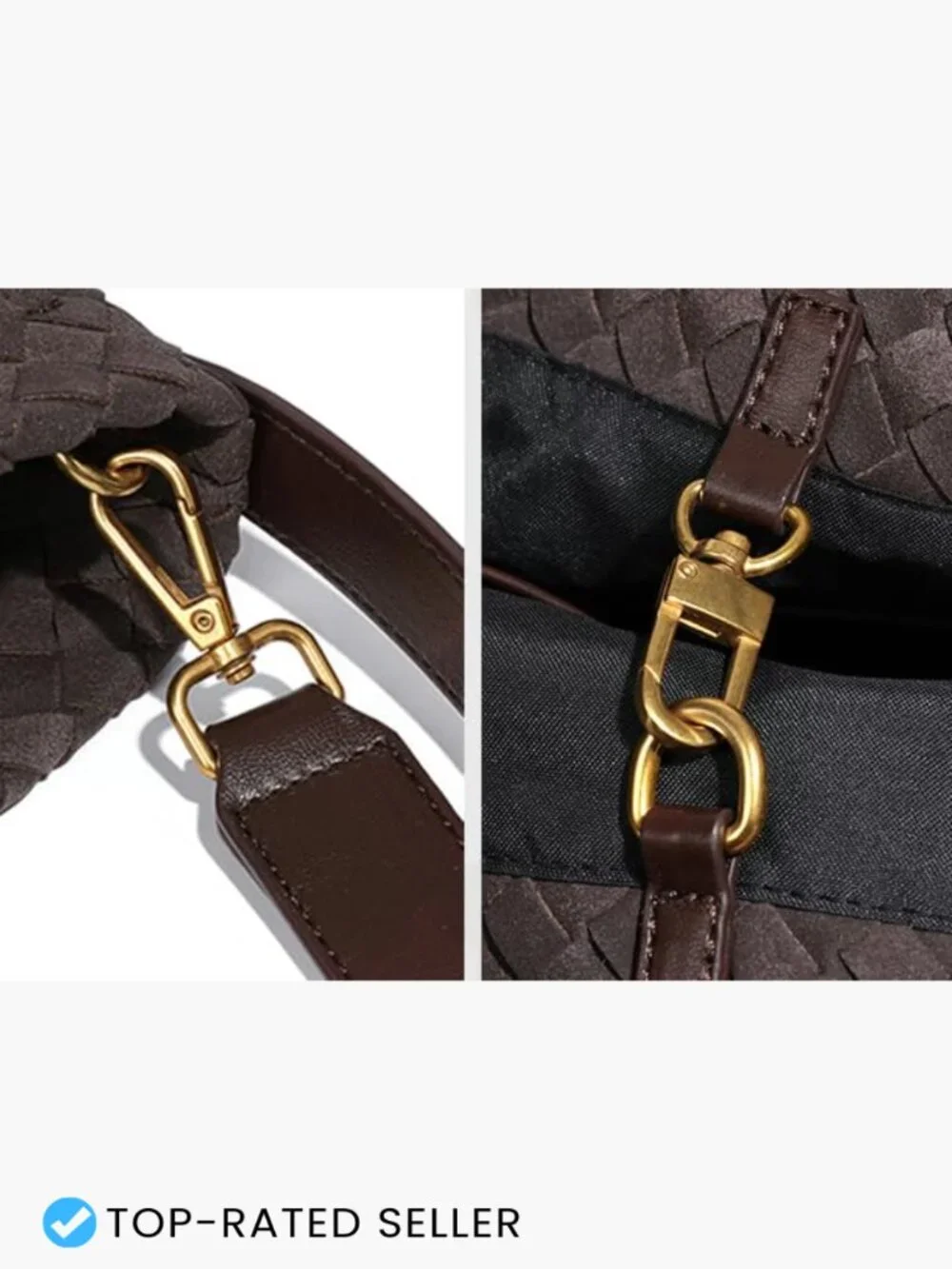 Woven Faux Suede Hobo Bag Retro Shoulder Tote Satchel Work Travel Handbag